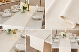 Champagne Shimmer Jaipuri Cotton Table Runner – 33x180 cm – Medium Size -  Luxurious Handcrafted Elegance