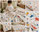 Dinosaur Adventure Muslin Cotton Dohar – Single Size (152 x 229 cm / 60 x 90 inch) | 100% Muslin Cotton | Lightweight AC Quilt
