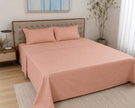 Super King Size Solid Peach Tencel Cotton Bedsheet (274 x 274 cm) | 400 Thread Count | Includes 2 Large Pillow Covers