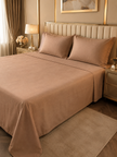 Mocha Copper Luxe – Super King Size Flat Bedsheet (274 x 274 cm) | 100% Tencel Cotton | Includes 2 Pillow Covers