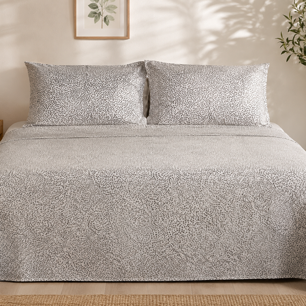 Speckled Grey – Jumbo King XL Size Bedsheet (305 × 305 cm) | 100% Tencel Cotton | Includes 2 Pillow Covers