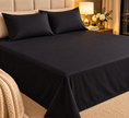 Midnight Noir Black Luxe – Super King Size Bedsheet (274 × 274 cm) | 400 TC Tencel Cotton | Includes 2 Pillow Covers
