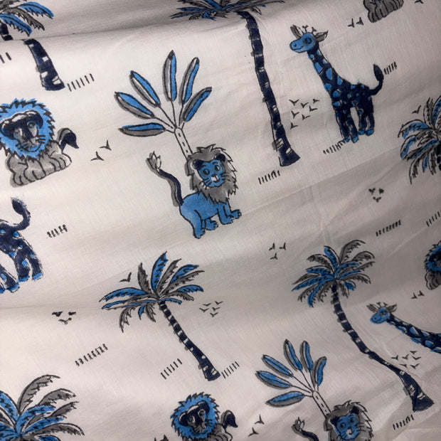 Blue Elephant Adventure Muslin Cotton Kids Reversible Dohar – Single Size (60 x 90 inch / 150 x 220 cm) | 100% Muslin Cotton | 1 Piece