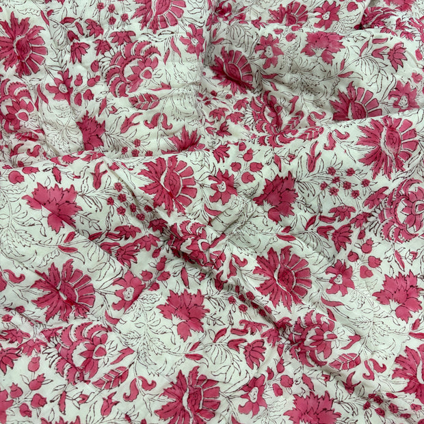 Roselle Bloom – King Size Reversible Muslin Cotton Razai Blanket | Organic Cotton Filling | Hand Stitched | 1 Piece