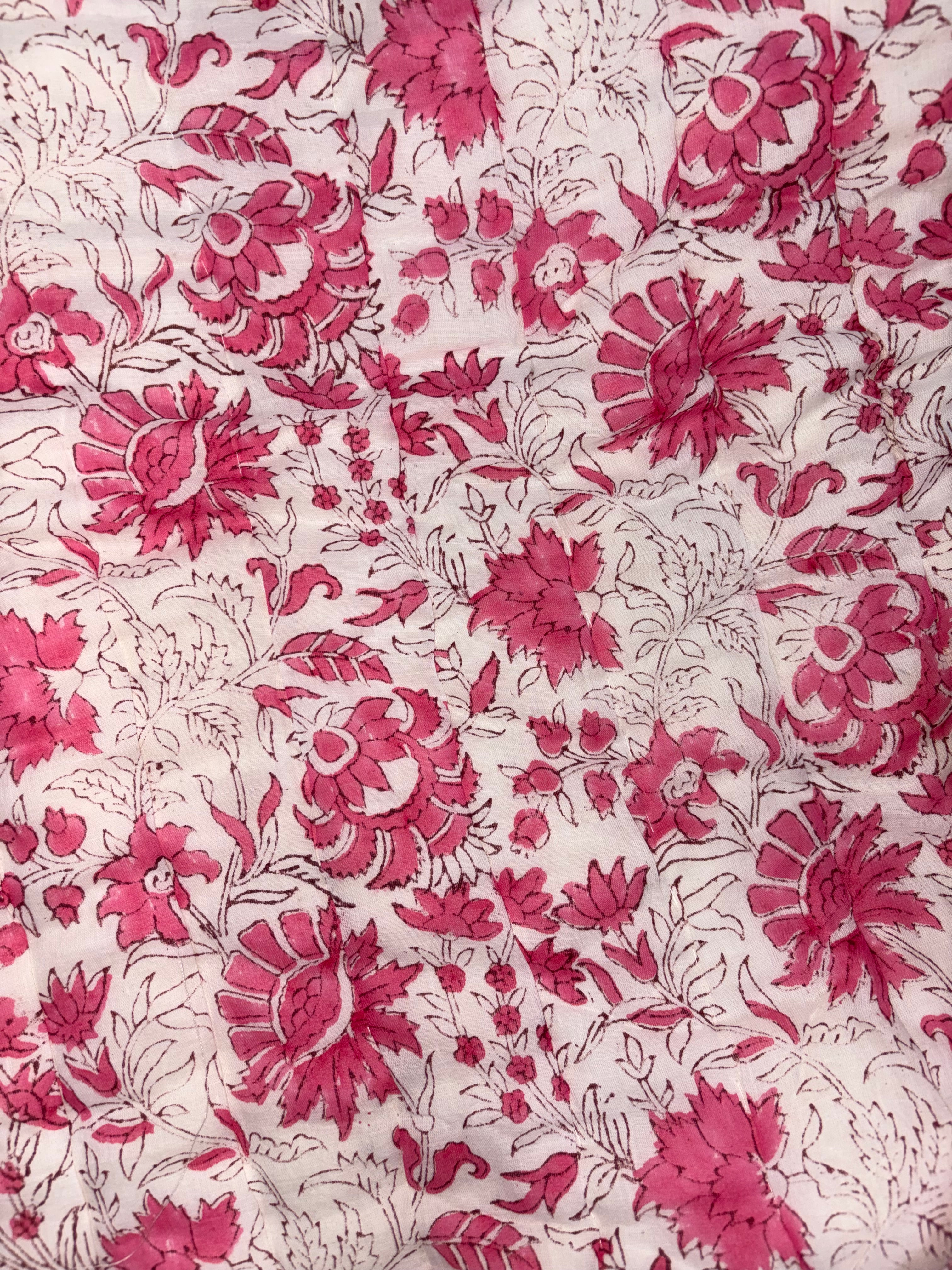 Roselle Bloom – King Size Reversible Muslin Cotton Razai Blanket | Organic Cotton Filling | Hand Stitched