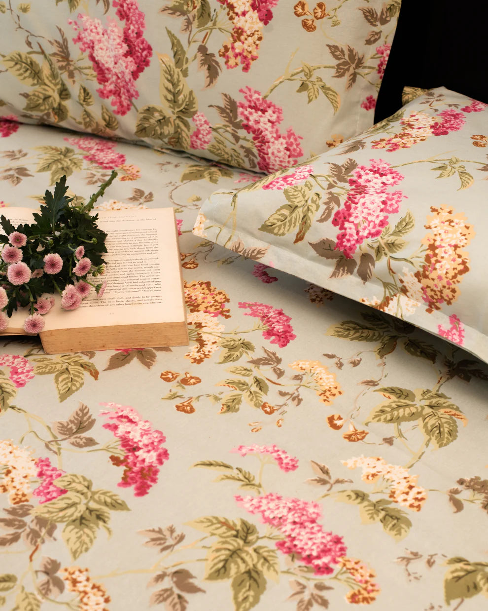 Blush Garden Bloom – Queen Size Bedsheet (260 x 230 cm) | 100% Jaipuri Cotton | Includes 2 Pillow Covers