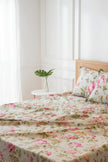 Blush Garden Bloom – Queen Size Bedsheet (260 x 230 cm) | 100% Jaipuri Cotton | Includes 2 Pillow Covers