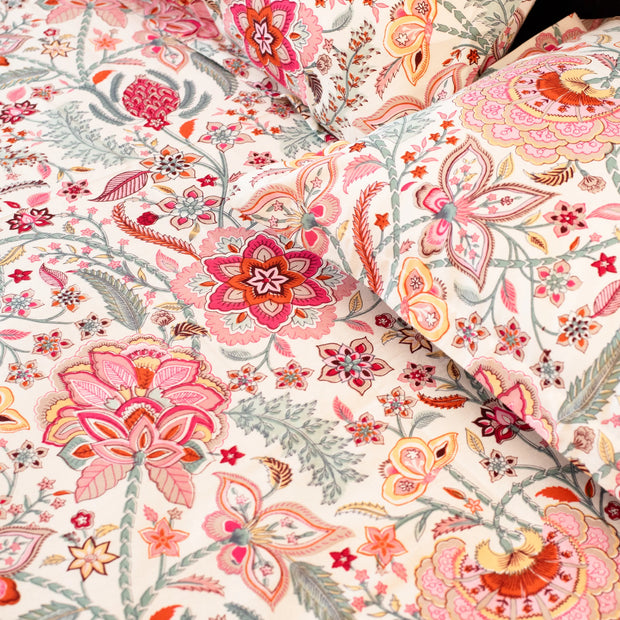 Pink Bloom – Super King Size Bedsheet (274 x 274 cm) | 100% Jaipuri Cotton | Includes 2 Pillow Covers