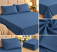 Sapphire Blue Slate Luxe – Super King Size Bedsheet (274 × 274 cm) | 400 TC Tencel Cotton | Includes 2 Pillow Covers
