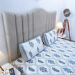 Indigo Lattice Bloom Block Print – Super King Size Bedsheet (274 x 274 cm) | 100% Jaipuri Cotton | Includes 2 Pillow Covers