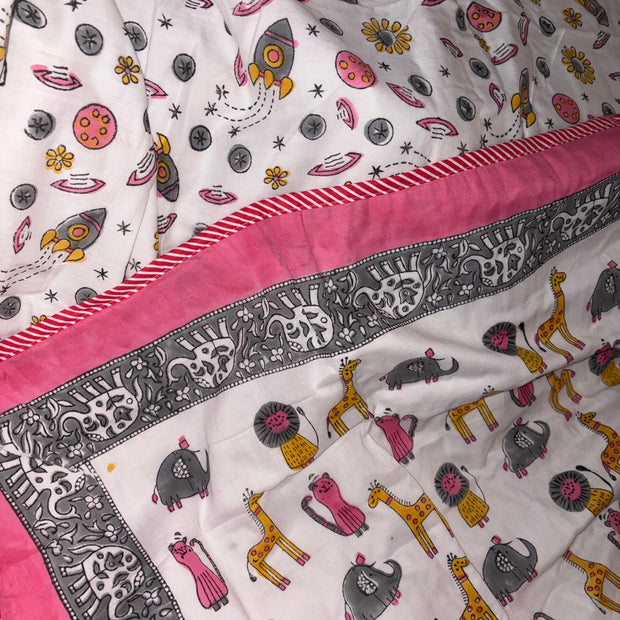 Wild Wonders Kids Muslin Reversible Dohar – Single Size (60 x 90 inch / 150 x 220 cm) | 100% Muslin Cotton | 1 Piece