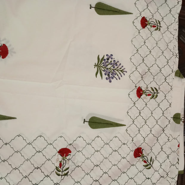 Set - Razai + Bedsheet - Ivory Garden Hand Block Bedding Set – Super King Bedsheet with King Reversible Hand Tagai Razai