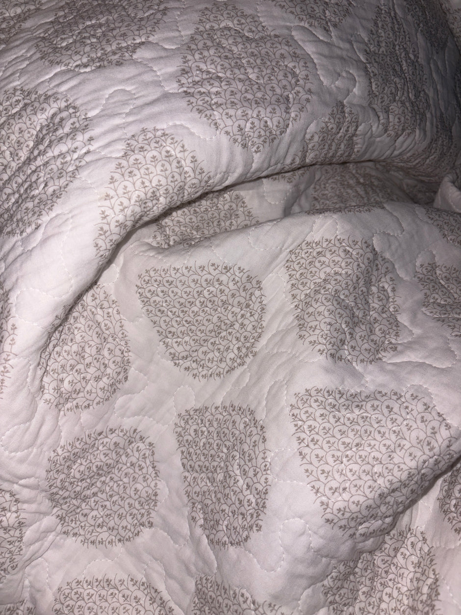 Ivory Whisper Reversible Quilted Bedspread – 300 TC Cotton | 260 x 240 cm | King Size | 2 Quilted Covers