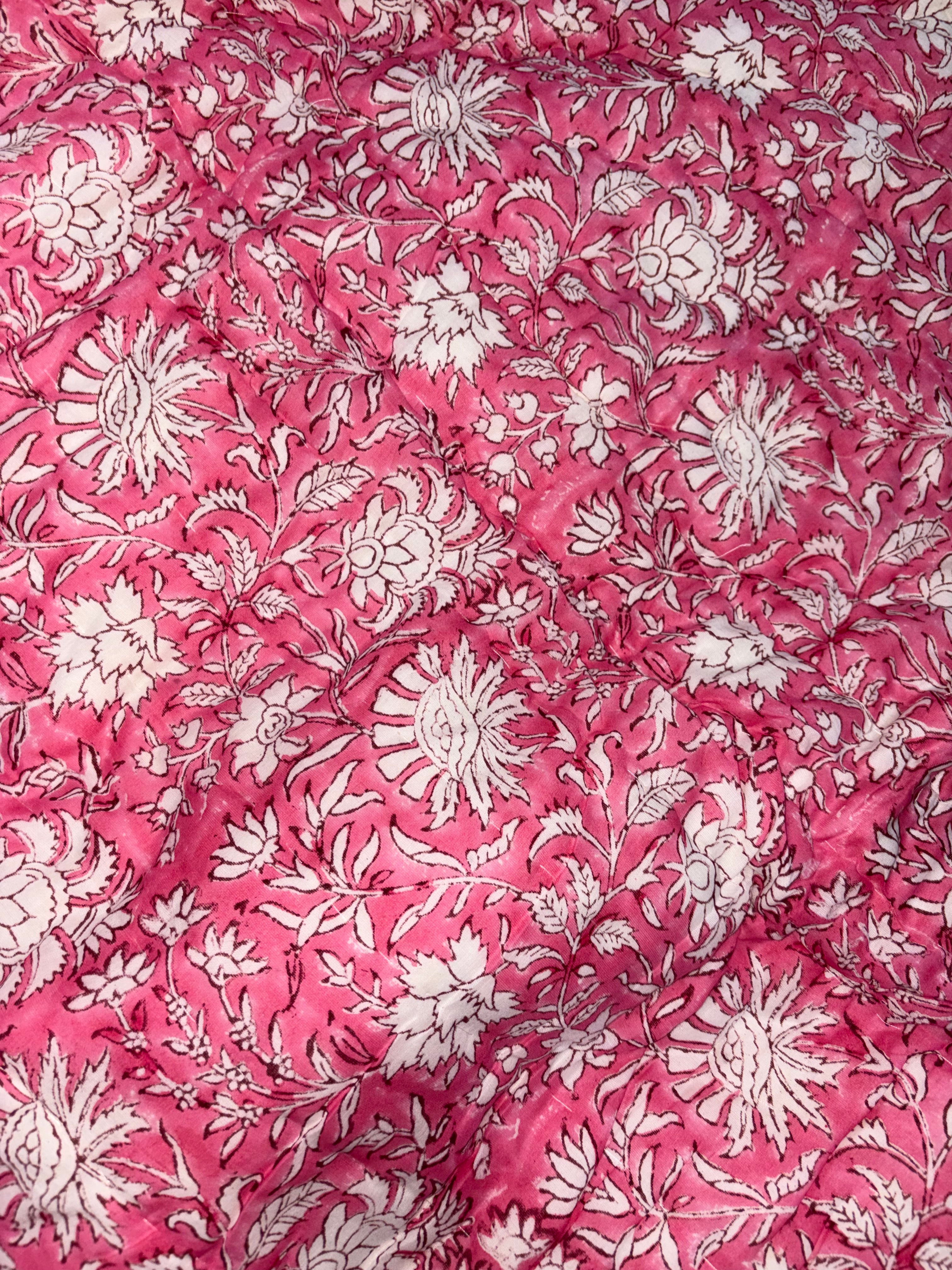 Roselle Bloom – King Size Reversible Muslin Cotton Razai Blanket | Organic Cotton Filling | Hand Stitched