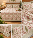Heritage Bloom Elegance – Super King Size Bedsheet (270 × 270 cm) | Traditional Block Print | 2 Pillow Covers