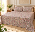 Rosewood Paisley Charm – Super King Size Bedsheet (270 × 270 cm) | Floral Paisley Print | 3-Piece Set