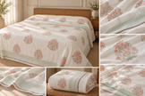 Muslin Luxe Collection – Rose Meadow Botanical Muslin Dohar – Standard King Size (240 × 260 cm / 90 × 102 inches) | Muslin Cotton Outer Layer | Lightweight All-Season Comfort