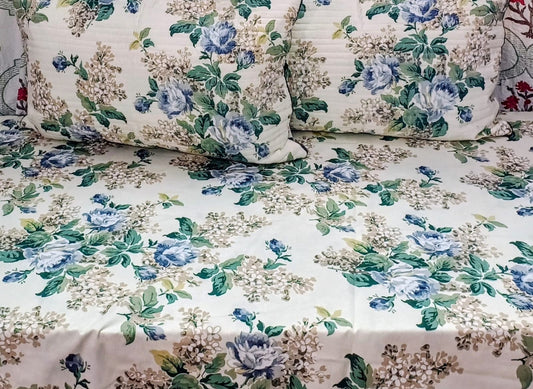 Super King Jaipuri Cotton Bedsheet Set - Lilac Bloom
