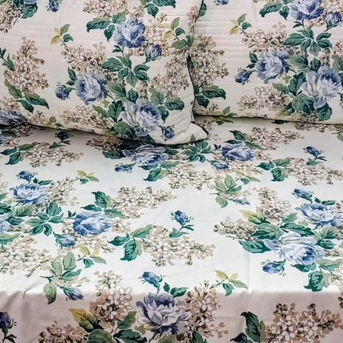 Super King Jaipuri Cotton Bedsheet Set - Lilac Bloom