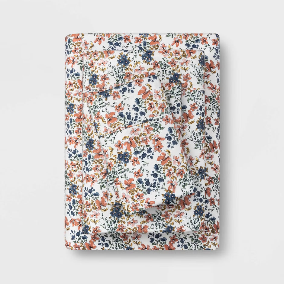 Vine Floral – Super King Size Bedsheet (274 x 274 cm) | 100% Tencel Cotton | Includes 2 Pillow Covers