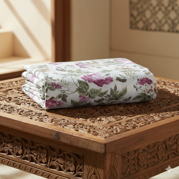 Pink Bloom Dohar (Single Size, Set of 2) | Malmal Muslin Cotton | Lightweight & Breathable