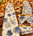 Blue Hydrangea Reversible Quilted Cotton Table Runner – 16 × 72 Inches | 40 × 180 cm | 1 Piece
