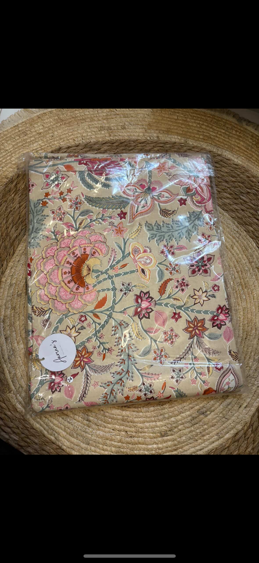Super king size Jaipuri Cotton bedhseet - Pink Bloom