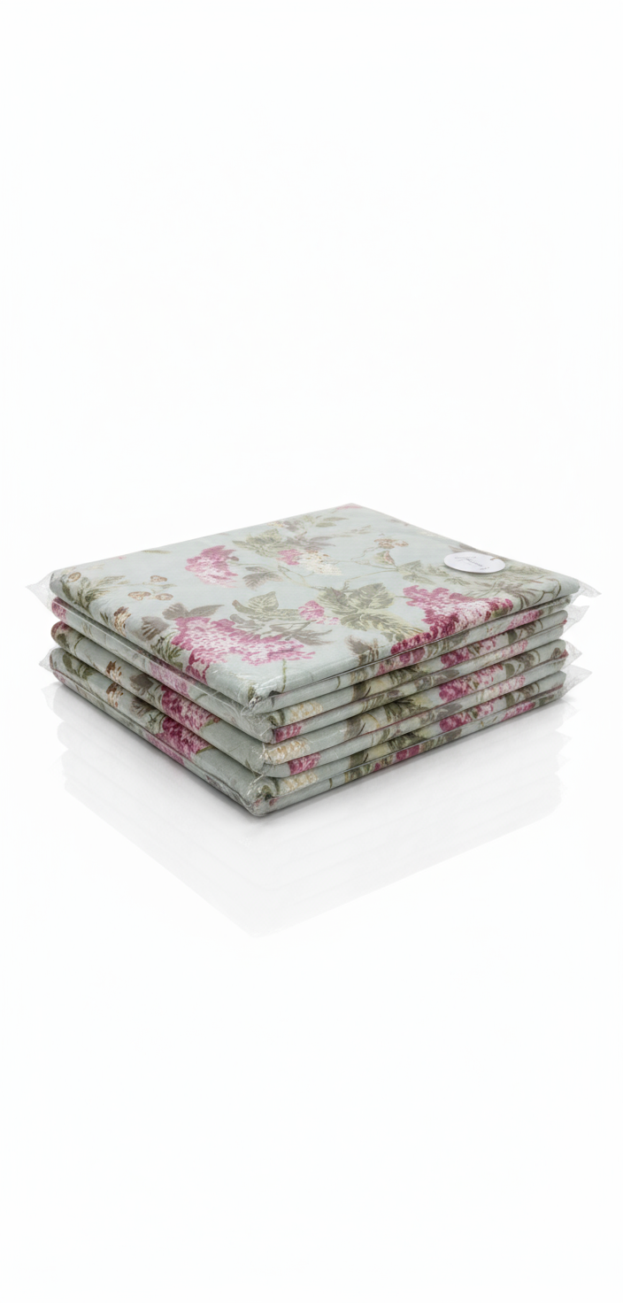 Super King Size Jaipuri Cotton Bedsheet – Mint Green with Botanical Bloom