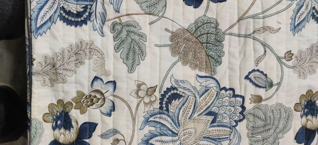 Azure Fern Elegance – Super King Size Bedsheet (274 x 274 cm) | 100% Percale Cotton | Includes 2 Pillow Covers
