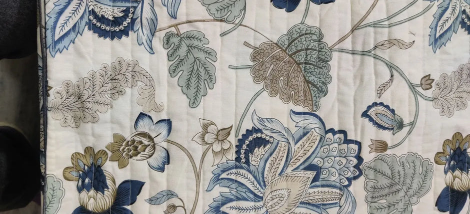 Azure Fern Elegance – Super King Size Bedsheet (274 x 274 cm) | 100% Percale Cotton | Includes 2 Pillow Covers