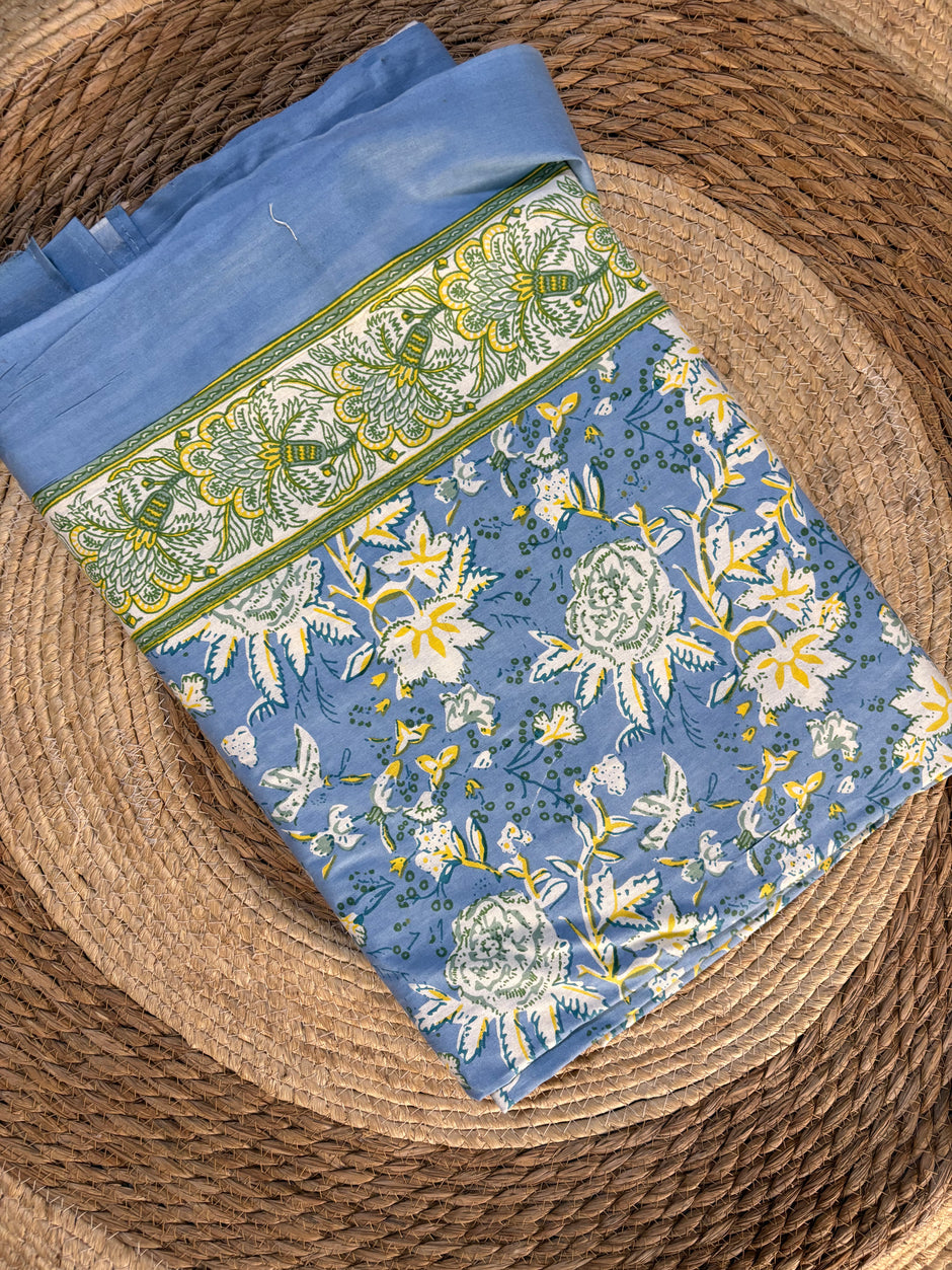 Blue Garden - Anokhi prints Super King Bedsheet with 2 Pillow Covers ( Dispatch Time 24 hours)