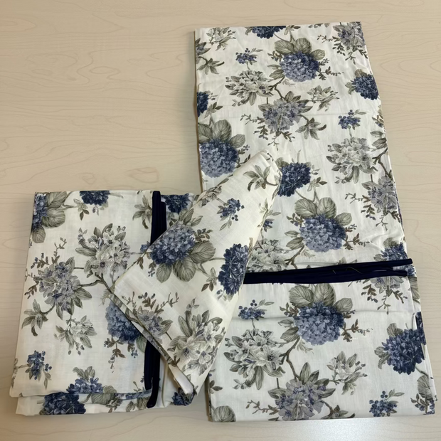 Blue Bloom Dohar (Single Size, Set of 2) | Malmal Muslin Cotton | Lightweight & Breathable