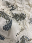 Blue Meadow Block Print – Fitted Sheet (210 x 200 + 30 cm) | 100% Percale Cotton | All Around Elastic