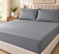 Greyish Silver Mist Luxe – Super King Size Fitted Bedsheet (210 × 200 cm) | Greyish Silver | 30 cm Depth | Includes 2 Matching Pillow Covers