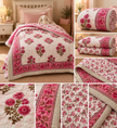 Gulbahar Rose Reverie – Reversible Single Bed Razai | 100% Muslin Cotton | Handcrafted Quilted Razai | 1 Piece