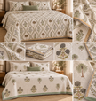 Gulshan — Garden of Flowers – Standard King Size Reversible Jaipuri Cotton Quilted Bedspread | Hand Block Printed | 2-Sided Design | 2 - Pillow covers | Set
