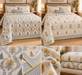 Aavira — Mustard Vine Reversible Quilted Bedspread | Jaipuri Cotton | Standard King Size | Double-Sided Printed Design | 2 Pillow Covers | Set