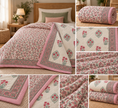 Gulab Bagh Reversible Floral Cotton Razai – Single Size (55 × 85 inches / 140 × 216 cm) | Hand-Quilted | 1 Piece