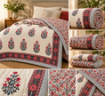 Crimson Garden Bloom – King Size Reversible Muslin Cotton Razai Blanket | Surgical Cotton Filling | Hand Stitched | 1 Piece