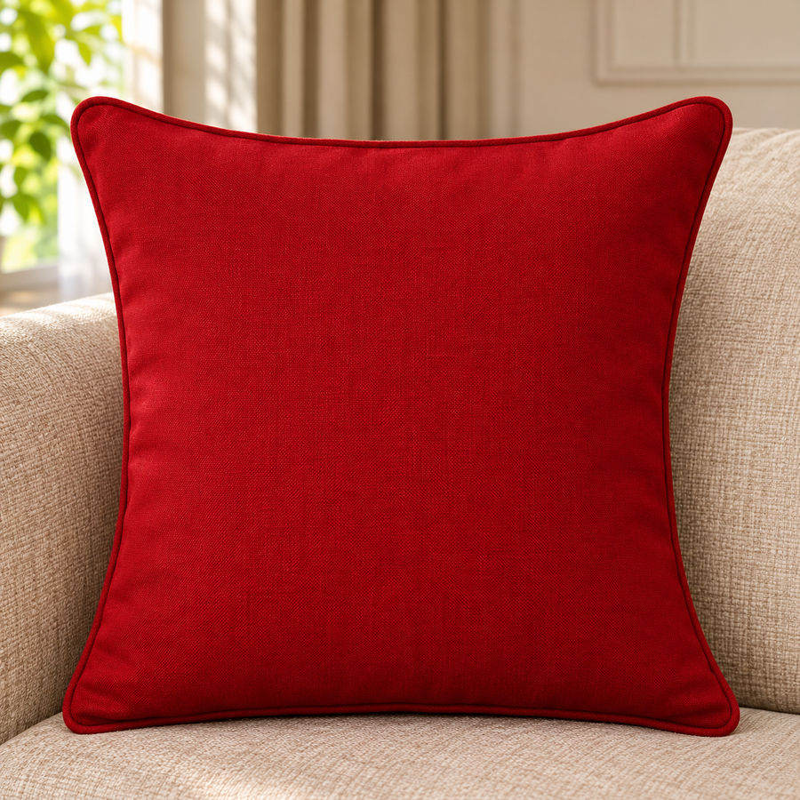 Jaipuri Ruby Gulal Solid Cotton Cushion Cover