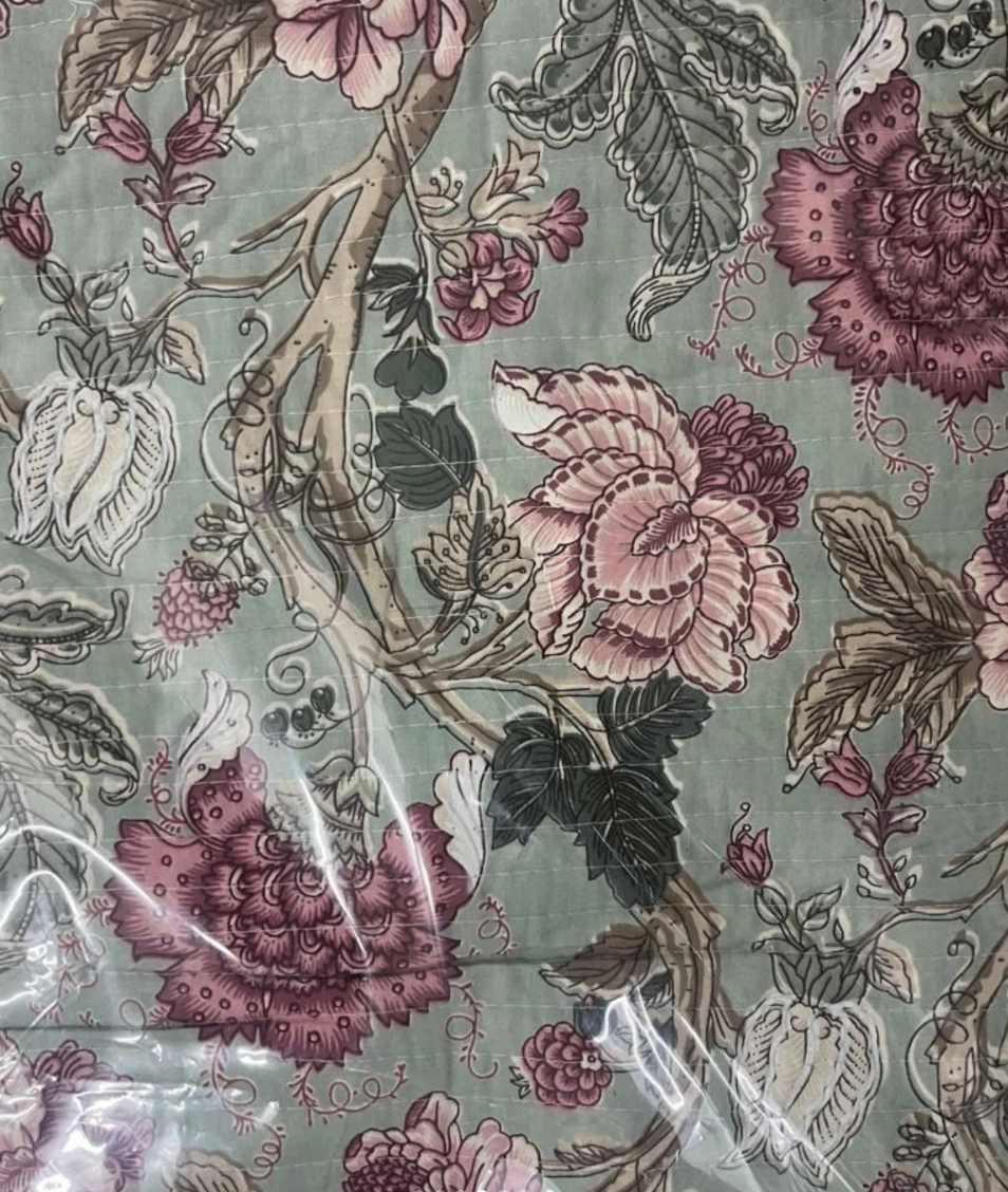 Sagewood Blossom – Super King Size Bedsheet (274 x 274 cm) | 100% Percale Cotton | Includes 2 Pillow Covers