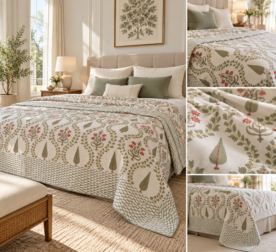 Phoolwari – Standard King Size Dohar | 100% Muslin Cotton | All Season, Perfect for AC | Lightweight