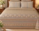 Sandstone Heritage Medallion – Fitted Bedsheet (210 × 200 cm) | 100% Percale Cotton | 400 Thread Count