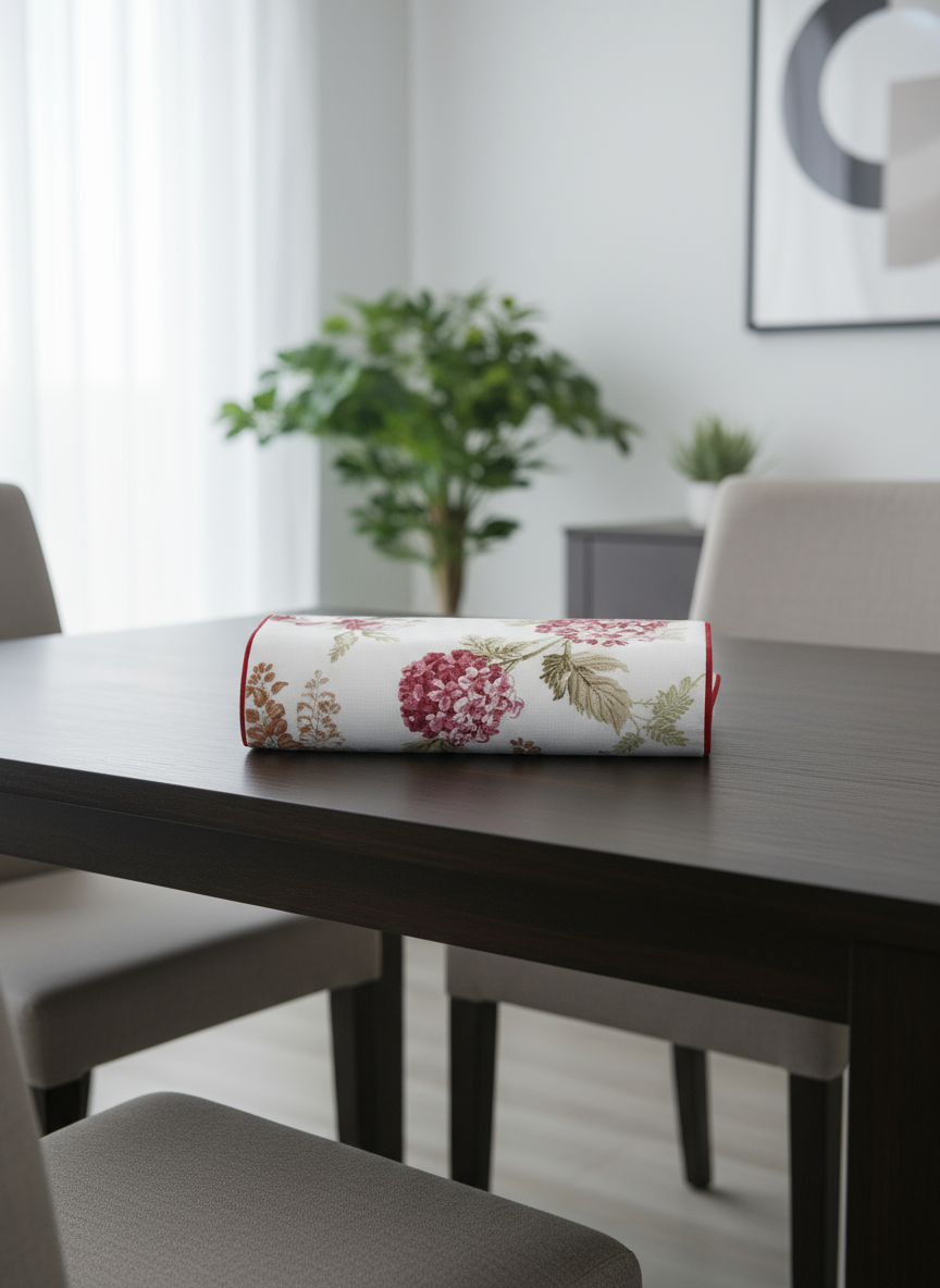 Crimson Garden Table Runner – 40x180 cm