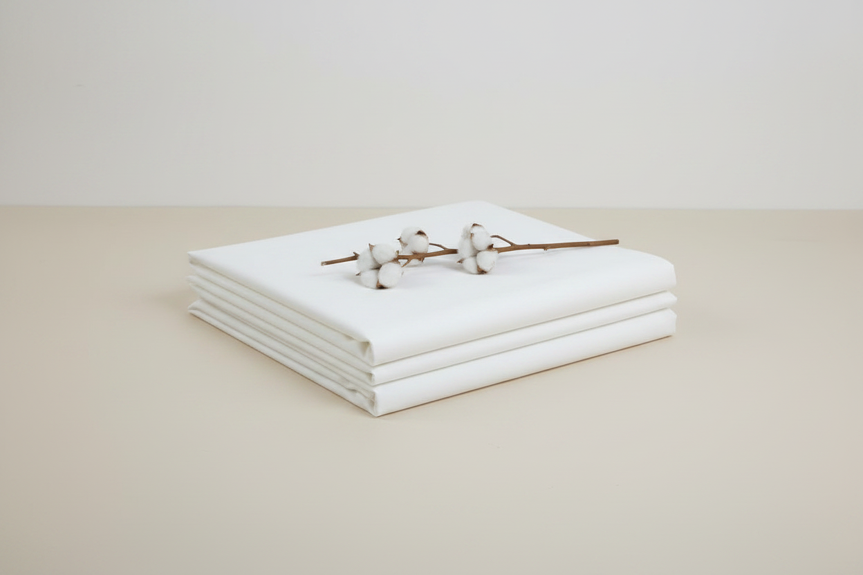 Super King Size Solid White Percale Cotton Bedsheet (274 x 274 cm) | 100% Percale Cotton | Includes 2 Large Pillow Covers