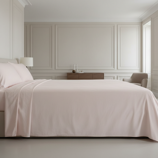 Blush Plain Percale Cotton Bedsheet – Super King Size Bedsheet (274 x 274 cm) | 100% Percale Cotton | Includes 2 Pillow Covers