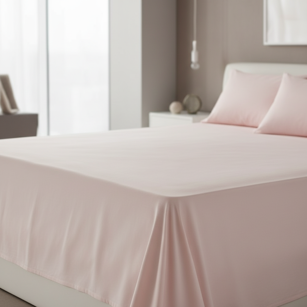 Blush Plain Percale Cotton Bedsheet – Super King Size Bedsheet (274 x 274 cm) | 100% Percale Cotton | Includes 2 Pillow Covers