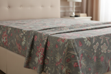 Dark Grey Floral Bird Garden – Super King Size Bedsheet (274 x 274 cm) | 100% Jaipuri Cotton | Includes 2 Pillow Covers