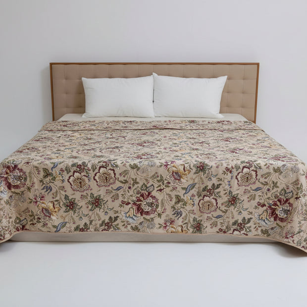 Heritage Floral Beige – King Size Dohar (228 x 274 cm) | 100% Cotton | Lightweight Summer AC Quilt