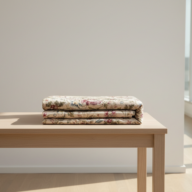 Heritage Floral Beige – King Size Dohar (228 x 274 cm) | 100% Cotton | Lightweight Summer AC Quilt